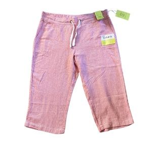 Juniper + Lime Linen Petite Large Coral Pinstripe